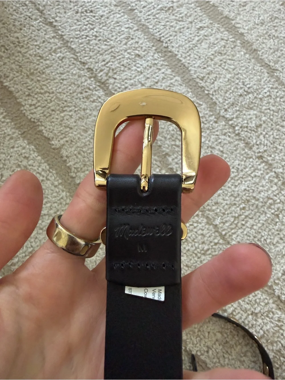 Black Leather Belt with Gold studs and buckles
